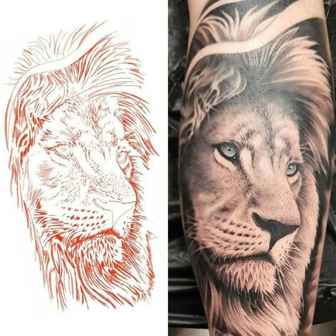 Atrapasueños Tattoo, Lion Stencil, Black And White Flower Tattoo, Chest Tattoo Stencils, Half Sleeve Tattoo Stencils, Arm Tattoos Drawing, Lion Art Tattoo, Big Cat Tattoo, Card Tattoo Designs