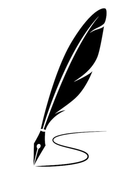 Writing Drawing Art, Drawing Logo Art, Quill Pen Drawing, Feather Pen Drawing, Feather Design Logo, Feather Pen Logo, Weaving Logo, Quill Illustration, Literature Logo