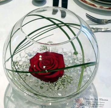 Rose Bowl Centerpiece, Fish Bowl Decorations, Red White And Blue Party, White And Blue Party, Parties Ideas, Italian Dinner, Giant Flowers, Blue Party, Centerpiece Bowl