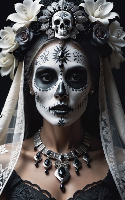 Candy Skull Makeup, Skull Makeup Ideas, Day Of The Dead Artwork, Sugar Skull Artwork, Lashes Tutorial, Dark Circus, Mexican Culture Art, Sugar Skull Makeup, Amazing Halloween Makeup