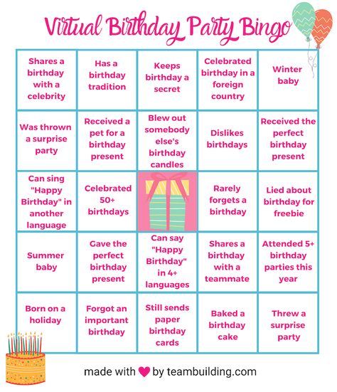 Our list of the best virtual birthday party ideas. Includes games and activities like surprise parties, virtual campfires and more. Virtual Birthday Ideas, Birthday Party Ideas Games, Birthday Party Games For Adults, Happy Birthday Games, Party Ideas Games, Birthday Bingo, Virtual Birthday Party, Party Games For Adults, Virtual Birthday