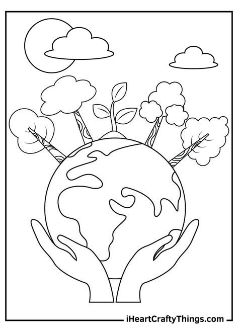 Save Earth Drawing, Ochrana Prírody, Earth Coloring Pages, Aktiviti Prasekolah, Earth Day Drawing, Earth Day Coloring Pages, Earth Day Posters, Earth Day Projects, Earth Drawings