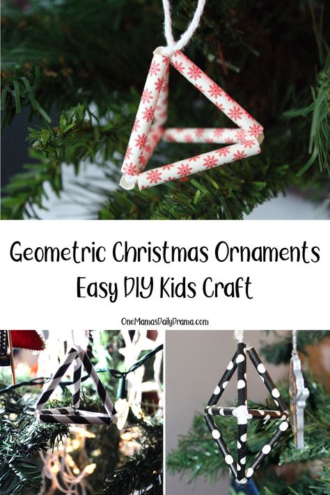 Decorate your tree by making fun geometric Christmas ornaments using paper straws. This kids craft is perfect for holiday family fun! Geometry Ornament Project, Geometry Christmas Ornament Project, Math Ornaments Diy, Math Christmas Tree, Geometree Christmas, Math Ornaments, Math Christmas Ornaments, Easy Diy Kids, Daily Drama