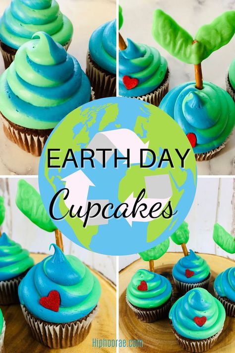 How to Make these delicious Earth Day cupcakes. Simple to make, taste amazing, and look the part. So without further ado, here is everything you need to know to create the Earth Day cupcakes Earth Day Desserts, Earth Day Birthday Party, Snacks For Daycare, Science Club Activities, Elemental Party, Chocolate Pretzels Sticks, How To Make Earth, Red Velvet Cookie Dough, Earth Day Party