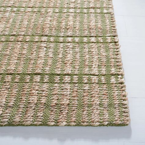 Laurel Foundry Modern Farmhouse Sollars Flatweave Green/Natural Rug & Reviews | Wayfair Natural Fiber Area Rug, Seagrass Rug, Natural Fiber Rug, Vintage Floor Lamp, Organic Pattern, Natural Fiber Rugs, Sisal Rug, Striped Rug, Flat Weave Rug