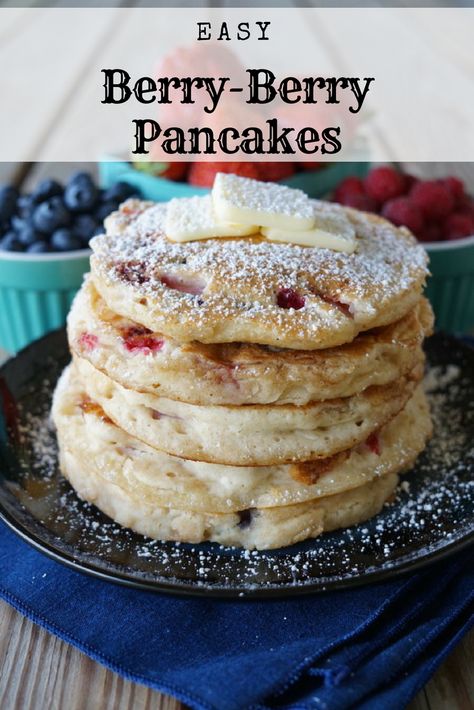 Use your favorite buttermilk pancake mix and just add this delicious, balanced blend of #blueberries, #raspberries and #strawberries! #breakfast #pancakes #FruitRecipes Strawberries Breakfast, Pancake Mix Uses, Raspberry Pancakes, Buttermilk Pancake, Buttermilk Pancake Mix, Berry Pancakes, Kids Breakfast, Pancake Recipe Buttermilk, Blue Berries