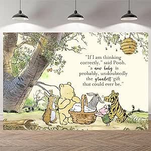 Winnie The Pooh Backdrop, Pooh Backdrop, Baby Shower Background, Bee Birthday Party, Newborn Backdrop, Baby Shower Yellow, Bear Birthday Party, Classic Winnie The Pooh, Pooh Baby