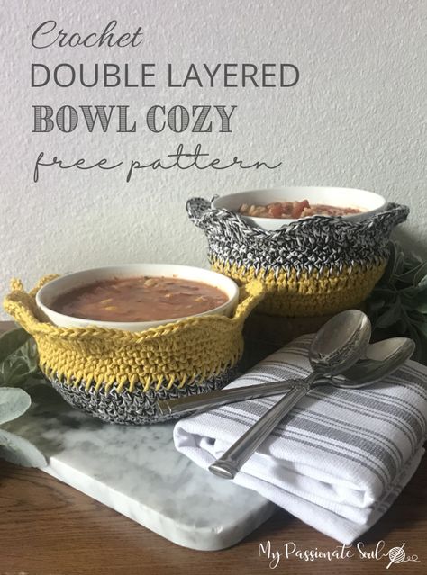 Bowl Cozies Free Pattern Crochet, Crochet Cozy Bowl Pattern, Crochet Bowl Cozies Free Pattern, Free Crochet Bowl Cozy Pattern, Bowl Cozy Crochet Pattern Free, Bowl Cozy Pattern Free Crochet, Crochet Soup Bowl Cozy Free Pattern, Easy Bowl Cozy Pattern Free, Bowl Cozies Free Pattern