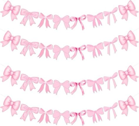 Amazon.com: 4Pcs Pink Bow Garland Banner, Pre Strung Pink Bow Banner Bow Party Decortions for Girls Bow Birthday Baby Shower Decorations, Coquette Birthday Party Coquette Bridal Shower, Bow Party Decor : Home & Kitchen Coquette Birthday Party, Bow Banner, Coquette Birthday, Bow Garland, Bow Birthday, Bow Party, Bow Baby Shower, Party Scene, Bow Pattern