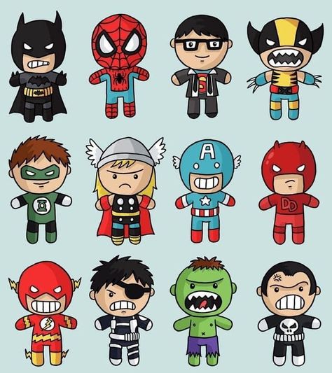 Superhero Drawings, Chibi Superhero, Cute Superhero, Avengers Drawings, Superhero Cartoon, Drawing Superheroes, Marvel Cartoons, Superhero Coloring, Lou Gehrig