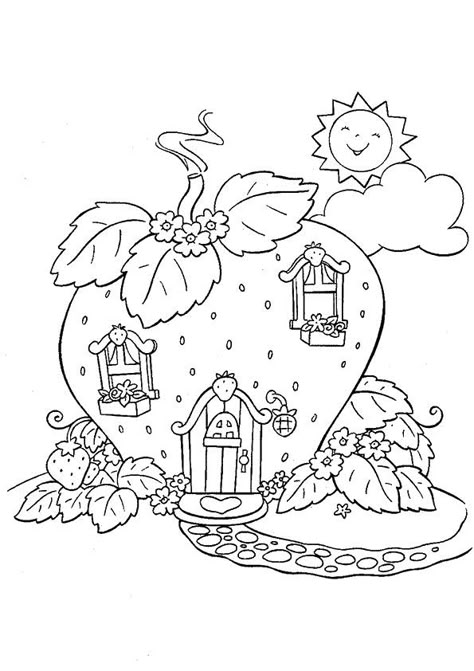 Aesthetic Colouring Pages Simple, Aesthetic Colouring Pages, Simple Coloring Pages Aesthetic, Aesthetic Colouring Pages Printable, Y2k Coloring Pages, Strawberry House, Hello Kitty Colouring Pages, Bobbie Goods, Color Sheets