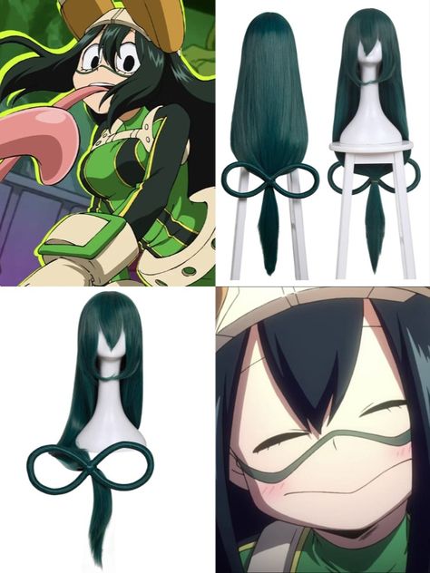 Comfortable MHA Froppy, Tsuyu "Tsu" Asui, Cosplay wig, made of heat resistant and breathable material. Easy to style and clean. Perfect for wearing to anime conventions like Comic Con, Anime Expo, and can even be worn as a Halloween costume. Great for MHA themed parties and events. Click on link to view item! Tsu Asui, Froppy Tsuyu Cosplay, Mha Froppy, Tsuyu Asui Face Claim, Tsuyu Asui Cosplay, Froppy Cosplay, Tsuyu Asui Hero Costume Redesign, Froppy Tsuyu, Eri Cosplay Wig