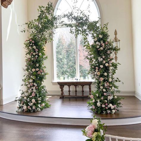 Twisted Willow Flowers on Instagram: “Deconstructed arches are a great way to delicately frame a space.” Deconstructed Arch, Wedding Arch Flowers, Arch Flowers, Floral Event Design, Ceremony Arch, French Garden, Church Design, Wedding Ceremony Decorations, Church Decor