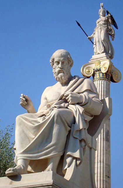 Statue of Plato, Academy of Athens, Greece Greece Architecture, Ancient Greek Architecture, Athena Goddess, Ancient Sculpture, Socrates, Marble Statues, Mythology Art, Greek Art, Greek Myths