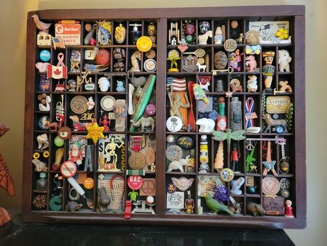 The Art of Assemblage & Found Object Art | an older piece made for a good friend. | Facebook Found Object Collage, Shadow Boxes Diy, Interesting Collections, Printer Tray, Box Assemblage, Diy Shadow Box, Boxes Diy, Collections Of Objects, Random Crafts