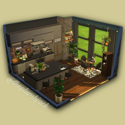 Sims 4 Open Plan Kitchen, Sims 4 Kitchen Ideas Modern, Sims 4 Room Ideas Kitchens, Sims 4 No Cc Living Room, Modern Kitchen Sims 4, Cozinha The Sims 4, Sims 4 Kitchen Ideas, Large Kitchen Ideas, Sims Kitchen