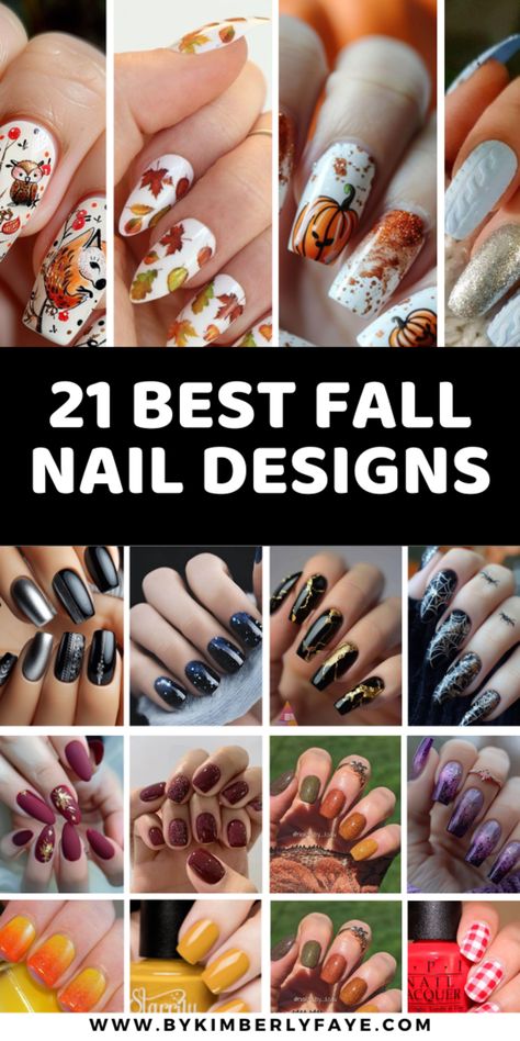 autumn manicure fall nails ideas Fall Fingernails Autumn, Colorful Fall Nail Designs, Autumn Nail Art Ideas, New Fall Nail Designs, Fall Fancy Nails, Fall Fingernails Designs, Fall Nail Tips Autumn, Nail Art For Fall Autumn, Pretty Fall Nail Designs