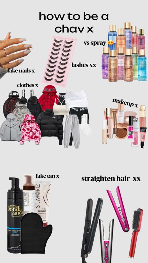 #chavgirl #chavvy #chavoutfit Chav Makeup Look, Chav Makeup, Chav Outfits, Girly Fits, Cute Nike Outfits, Latina Fashion Outfits, Delicious Drink Recipes, Nails Design With Rhinestones, Bath And Body Works Perfume