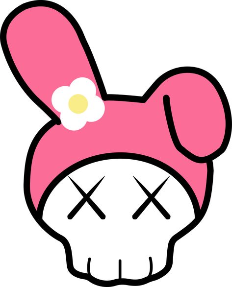 My Melody(Kaws) Kaws Drawing Outline, Kaws Hello Kitty, Kaws Outline, Kaws Sketch, Kaws Flower, Drawing Kitty, Drawing Hello Kitty, Phone Asthetic, Cute Summer Pictures