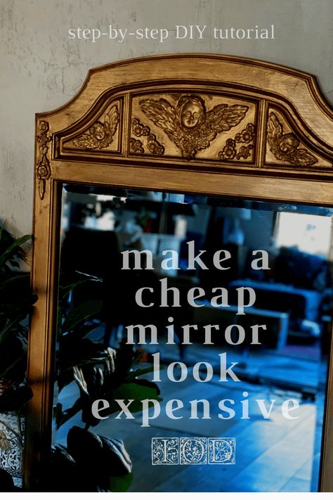 Easy DIY mirror frame makeover - transform an ugly bathroom mirror or cheap thrift store mirror into a statement piece with this step-by-step DIY home decor tutorial using silicone molds and air dry clay. Mirror Frame Makeover, Easy Diy Mirror Frame, Ugly Bathroom, Frame Makeover, Diy Mirror Frame, Iod Moulds, Cheap Mirrors, Store Mirror, Fancy Mirrors