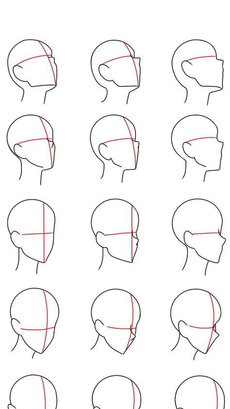 Art Tutorials Anime Head, All Angles Of Face, Head Shape Reference Realistic, 45 Degree Face Drawing, How To Draw Heads And Faces, Hands On Head Drawing, Drawing Heads Tutorial Step By Step, How To Draw A Neck, Face Shape Drawing Reference