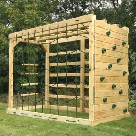 Diy Kids Playground, Backyard Obstacle Course, Playground Landscaping, Wooden Climbing Frame, American Ninja Warrior, Diy Playground, Kids Outdoor Play, Natural Playground, Playground Design