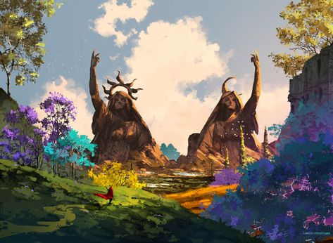 ArtStation - The king's journey : Sun and moon, Anato Finnstark 다크 판타지, Fantasy City, Fantasy Places, Wow Art, Fantasy Art Landscapes, Fantasy Concept Art, High Fantasy, Arte Fantasy, 판타지 아트