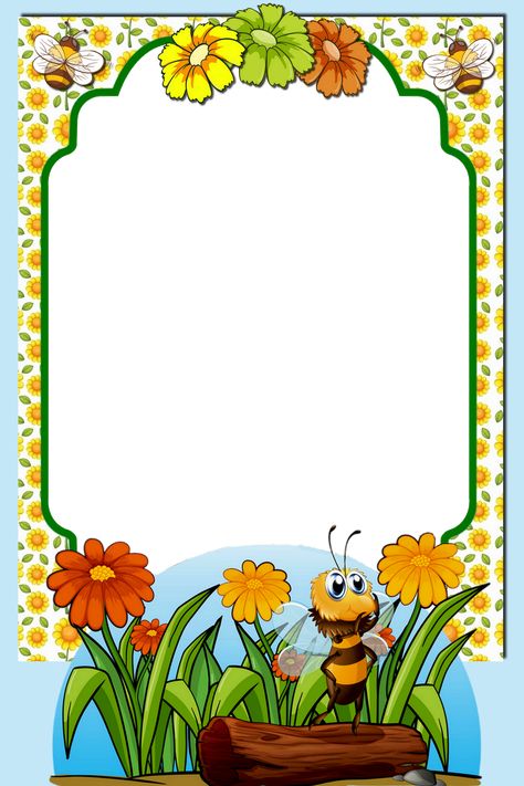 Paper Flowers For Kids, Bee Crafts For Kids, Png Frame, Paper Decorations Diy, Rolled Paper Flowers, Flower Background Design, Bee Pictures, Colorful Borders Design, Page Borders Design