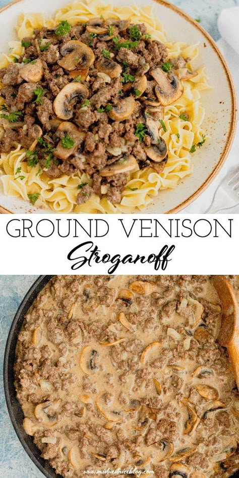 Crockpot Meals Deer Meat, Easy Ground Venison Recipes Simple, Meals To Make With Ground Venison, Healthy Ground Deer Recipes, Deer Meat And Noodles, Recipe With Ground Venison, Venison Beef Stroganoff, Ground Elk Sausage Recipes, Dinner Ideas Deer Meat