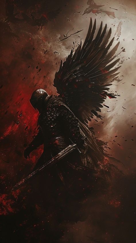 School Widget, Discord Wallpaper, Oscar Akermo, Knight Angel, Goth Interior, Fallen Angel Wings, Dark Gothic Art, Instagram Movie, Warrior Concept Art