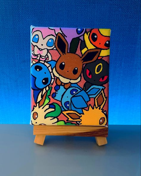 Evee Pokemon Painting, Eevee Canvas Painting, Pokemon Art Canvas, Pokemon Art Painting, Pokemon Paintings Easy, Pokemon Canvas Painting Easy, Pokemon Canvas Art, Pokemon Wall Mural, Pokemon Acrylic Painting