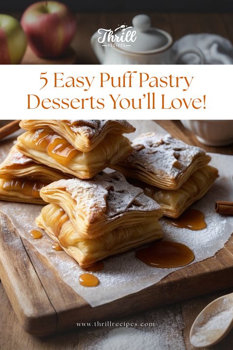 Discover easy and delicious puff pastry desserts you can make at home! From sweet to savory, these irresistible recipes are perfect for any occasion. Puff Pastry With Chocolate Filling, Healthy Puff Pastry Recipes Desserts, Frozen Puff Pastry Recipes Easy, Uses For Puff Pastry Sheets, Christmas Desserts With Puff Pastry, Puff Pastry Folds, Puff Pastry Squares Recipes, Puff Pastry With Chocolate, Uses For Puff Pastry