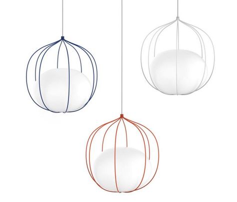 Front’s Hoop Light Has a Globe Suspended Within a Cage Hoop Light, Laser Cut Aluminum, A Globe, Design Fields, Pendant Fixture, Glass Diffuser, Globe Lights, Modern Lamp, Beautiful Lamp