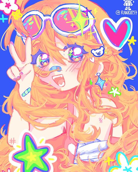 #pop #digitalart Anime Hyperpop, Muse Dash Art, Good References, Hyper Pop, Kpop Oc, Muse Dash, Drawing Retro, Artist Doodle, Kidcore Art