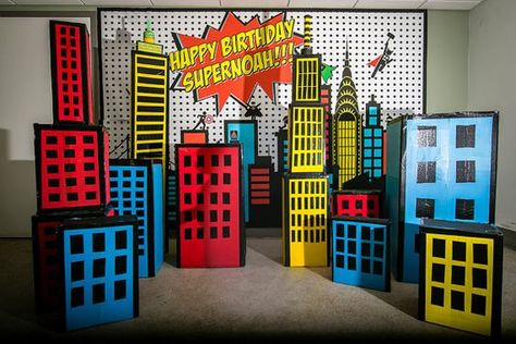 Superhero Party Backdrop by RedCycleDesign on Etsy: Superhero Vbs, Superhero Background, Marvel Birthday Party, Marvel Party, Pj Masks Birthday, Avenger Birthday Party, Super Hero Theme, Spiderman Birthday Party, Avengers Party