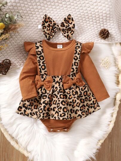 Infant Girl Outfits, Cute Newborn Outfits, Leopard Print Bow, Fall Baby Clothes