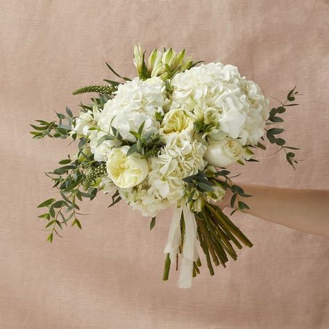 Wedding Flowers | Flowers for Weddings - The Bouqs Co. White Wedding Bouquets Hydrangea, Carnation Bridal Bouquet, Carnation Bouquet, Hydrangea Bouquet Wedding, Bridesmaid Bouquet White, Floral Bouquets Wedding, Cascading Bridal Bouquets, Hydrangea Bouquet, Green Bouquet