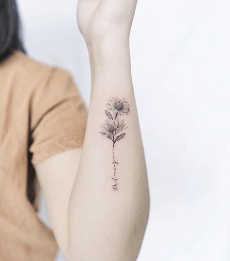 Side Wrist Tattoos Flower, Sunflower Arm Tattoo, Small Flower Tattoo, Rose Tattoo Forearm, Side Wrist Tattoos, Any Tattoo, Wrist Tattoo Designs, Art Timeline, Small Girly Tattoos