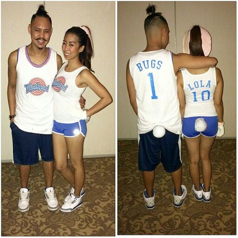 Couples halloween costume. BUGS and LOLA bunny Tune Squad from the 90s movie Space Jam Bugs And Lola Costume, Lola Costume, Face Paint For Halloween, 90s Costume Ideas, Lola And Bugs Bunny, 90s Costumes, Lola And Bugs, Costumes Party Ideas, Bugs And Lola