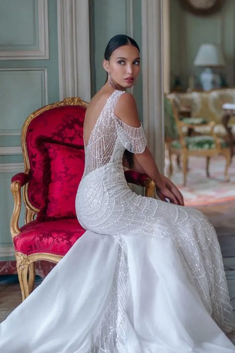 WONÁ Concept Atelier Wedding Gowns | ElegantWedding.ca Wedding Dresses Sleeves, Atelier Wedding Dress, 2023 Bridal Gowns, Dresses Sleeves, Detailed Wedding Dress, Wedding Dress 2023, Fishtail Wedding Dress, Pearl Wedding Dress, Fairy Tale Wedding Dress