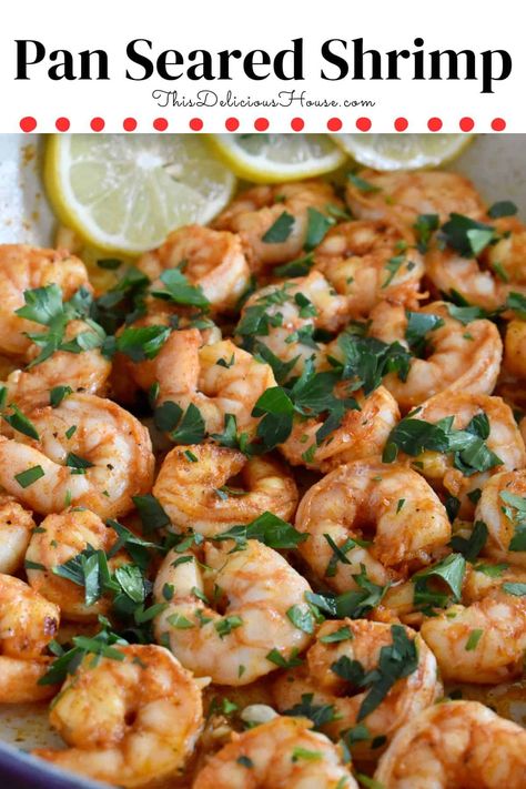 Shrimp On The Stove, Pan Seared Shrimp, Shrimp With Garlic, Seared Shrimp, How To Make Shrimp, Flavorful Shrimp, Juicy Shrimp, Stove Top Recipes, Easy Party Food