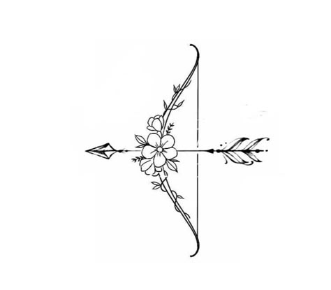 Sagittarius Tattoo Designs For Women Arm, Bo And Arrow Tattoo, Archer Tattoos For Women, Floral Bow And Arrow Tattoo, Archery Embroidery, Female Archer Tattoo, Archer Tattoo Sagittarius, Crossbow Tattoo, Saggitarius Tattoo Unique