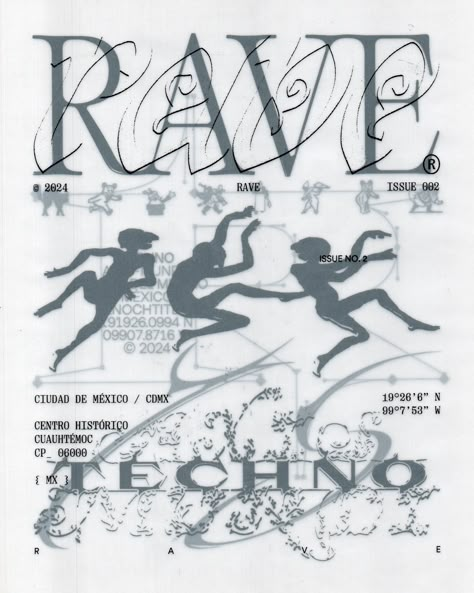 Content Slavery® | RAVE ISSUE 002 | Instagram Graphic Design Transparency, Craft Poster, Rave Visuals, Movement Design, 90s Rave Flyers, Rave Flyer, Rave Poster, Rave Art, Experimental Type