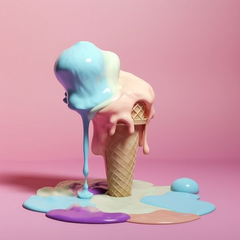 Free AI Image | Delicious ice cream melting Melting Ice Cream Drawing, Melt Aesthetic, Hand Holding Ice Cream, Scooped Ice Cream, Ice Cream Vintage, Ice Cream Drop, Ice Cream Aesthetic, Infused Chocolate, Melted Ice Cream