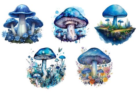 Mushrooms Watercolor, Purple Mushrooms, Mushroom Png, Watercolor Mushroom, Purple Mushroom, Mushroom Clipart, Forest Designs, 1 Clipart, Mushroom Paint