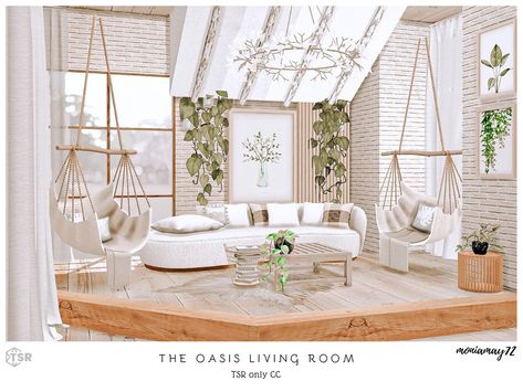 The Sims Resource - The Oasis Living Room TSR only CC Sims 4 Cc Living Room Patreon Free, Sims 4 Sets Cc, Sims 4 Lounge Cc, Sims 4 Loft Cc, Ts4cc Furniture Living Rooms, Sims 4 Cc Build Mode Living Room, Sims Cc Living Room, Sims Living Room Cc, Sims 4 Living Room Set