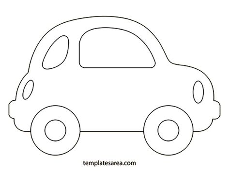 Printable Simple Car Drawing: Free Template for Coloring and Cut-Outs Car Cutout Template, Car Template Free Printable, Car Simple Drawing, Car Outline Drawing, Male Template, Shape Outlines, Cars Preschool, Simple Car Drawing, Printable Outline