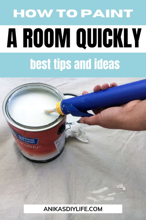 If you are looking for tips on how to paint a room quickly, don’t miss this! Painting a room doesn’t have to be tedious. I am sharing my favorite tips and tricks for how to paint any room fast! #anikasdiylife Painting A Bedroom Tips, Painting Living Room Tips, Paint A Room Quickly, Tips On Painting A Room, Painting A Room All The Same Color, Easiest Way To Paint A Room, How To Paint A Room Fast, How Much Paint Do I Need For A Room, Supplies Needed To Paint A Room