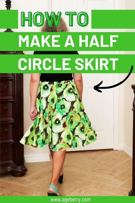 This sewing tutorial will show you how to sew a half-circle skirt. With just a few simple steps, you can create a stylish and unique skirt that will set you apart from the crowd. The best part about this project is that it can be made without a pattern, so it’s perfect for beginners. It’s very easy to draw all necessary lines right on the fabric. You just need some basic sewing skills and these step-by-step instructions. Skirt Patterns Sewing Free, Easy Skirts To Sew, Diy Circle Skirt, A Line Skirt Pattern, Skirt Pattern Easy, Half Circle Skirt, Circle Skirt Pattern, Midi Circle Skirt, Skirt Pattern Free