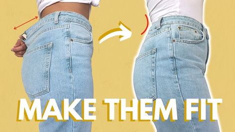 Jeans Hacks Waist Smaller, Downsize Jeans, Diy Wrap Dress, How To Make Jeans, Diy Crop Top, Elastic Jeans, Diy Wrap, Seam Ripper, Denim Diy